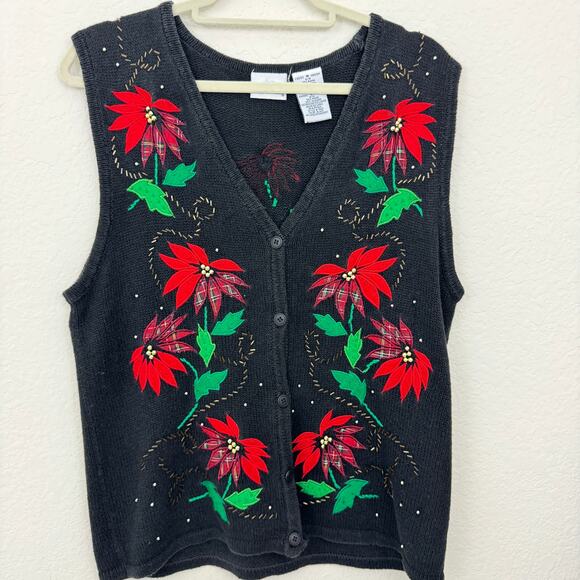 Vintage Sweaters - Bobbie Brooks Womens Vintage Holiday Sweater Cardigan Vest Size M Embellished